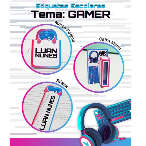 Arquivo Digital Etiqueta Escolar Gamer #4588