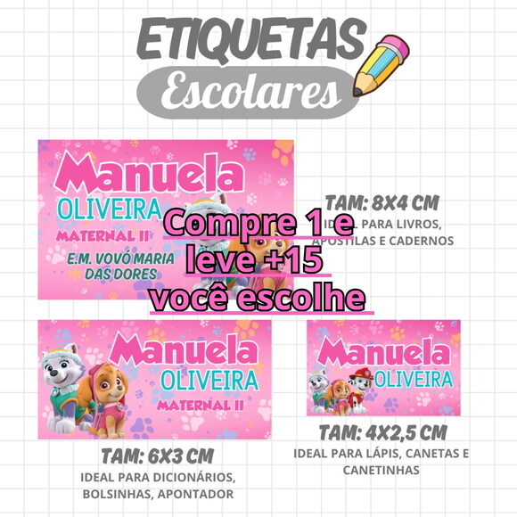 Arquivo Digital Etiqueta Escolar Patrulha Canina #1949
