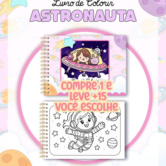 Arquivo Digital Livro de Colorir Astronauta Menina#7232