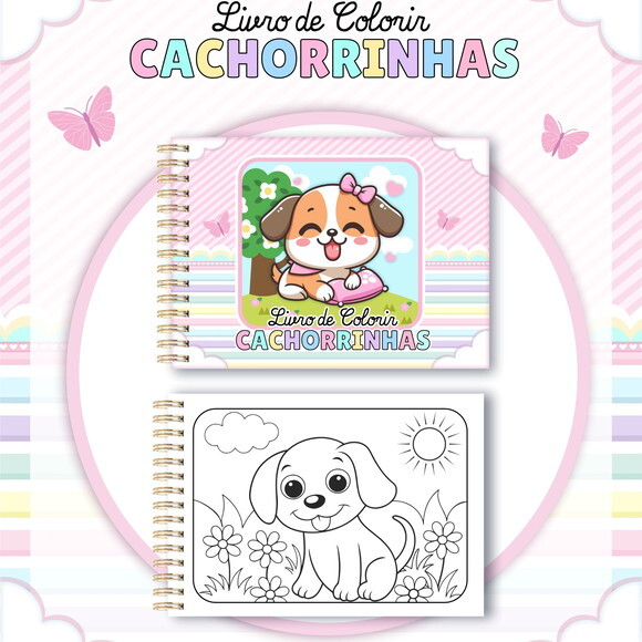 Arquivo Digital Livro de Colorir Cachorrinhas #7235