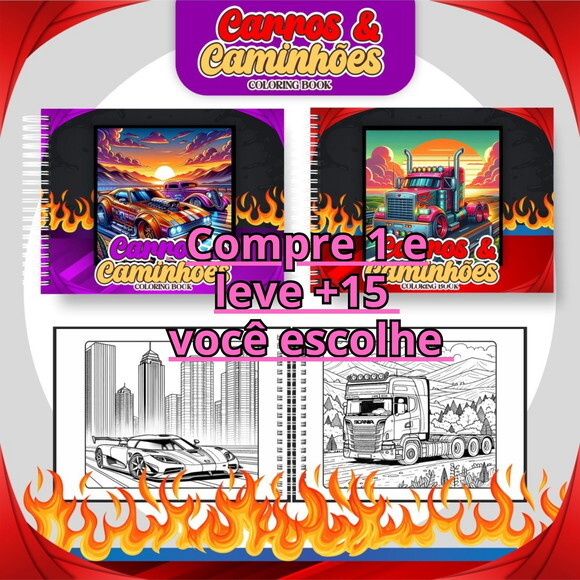 Arquivo Digital Livro de Colorir Carros e Caminhões #6691