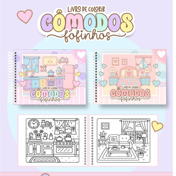 Arquivo Digital Livro de Colorir Cômodos Fofinhos #6965