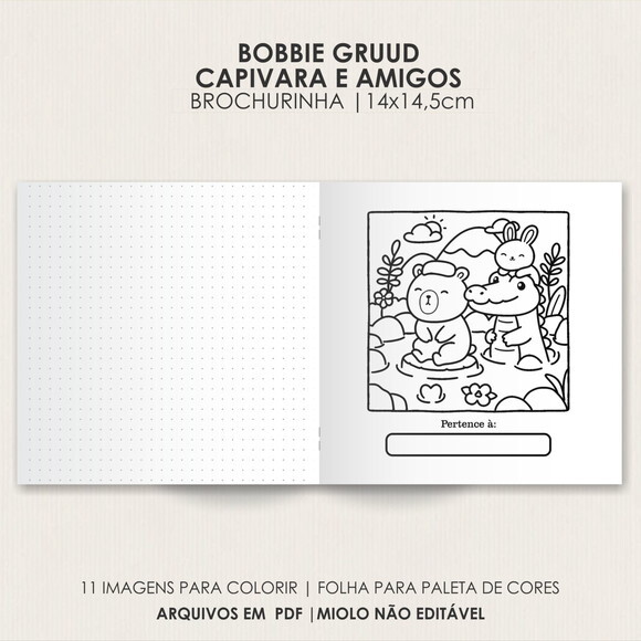 Arquivo Digital Livro de Colorir Cozy Capivara e Amigo #6705