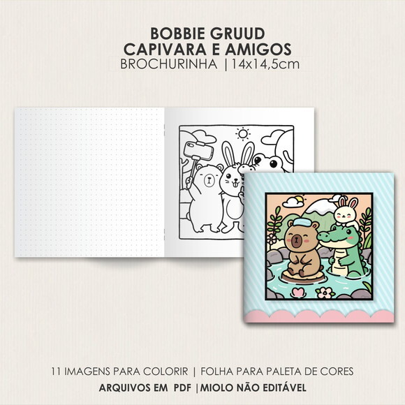 Arquivo Digital Livro de Colorir Cozy Capivara e Amigo #6705