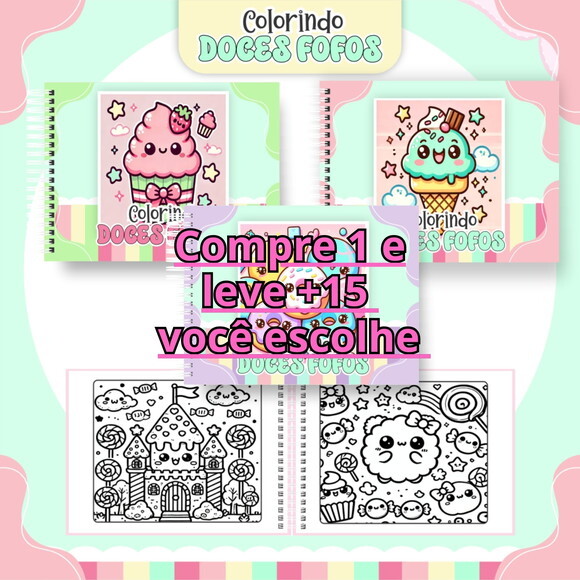 Arquivo Digital Livro de Colorir Doces Fofos #6298