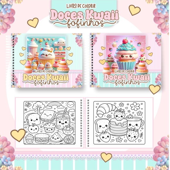 Arquivo Digital Livro de Colorir Doces Kawaii Fofinhos #6835