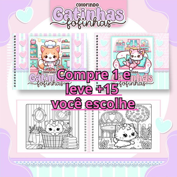 Arquivo Digital Livro de Colorir Gatinhas Fofinhas #6692