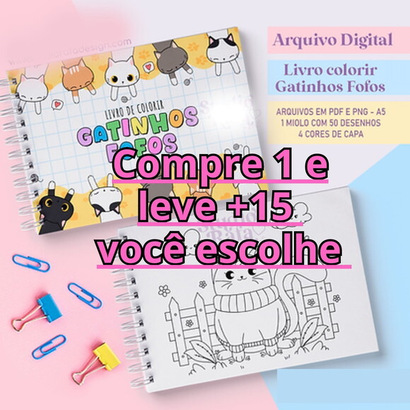 Arquivo Digital Livro de Colorir Gatinhos Fofos #6565