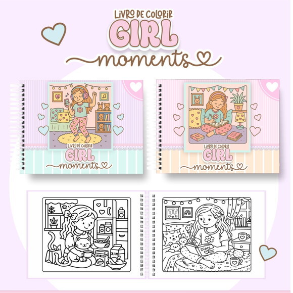 Arquivo Digital Livro de Colorir Girl Moments #7125