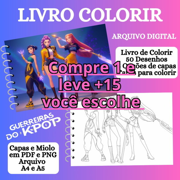 Arquivo Digital Livro de Colorir Guerreiras do K-pop #6940