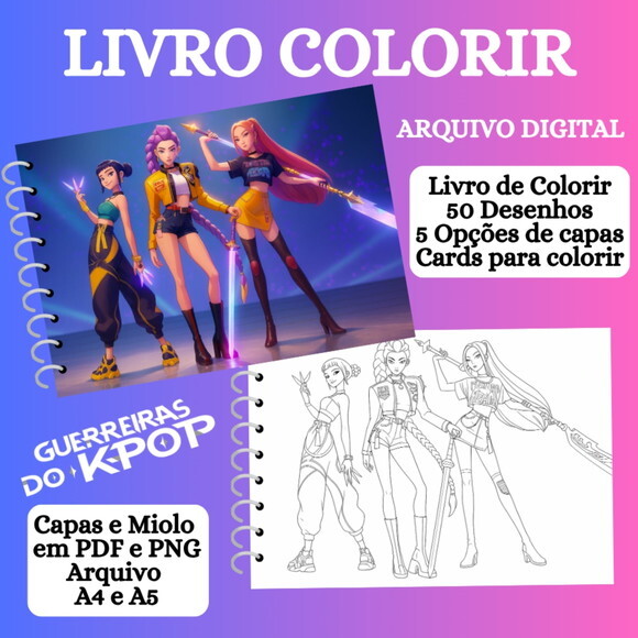 Arquivo Digital Livro de Colorir Guerreiras do K-pop #6940