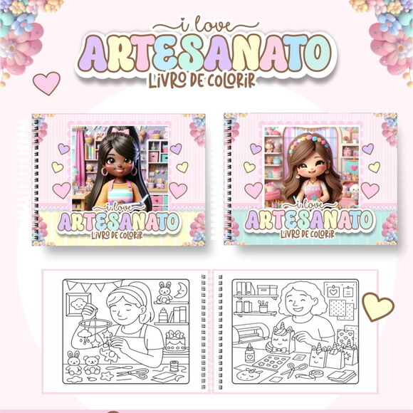 Arquivo Digital Livro de Colorir I Love Artesanato #7096