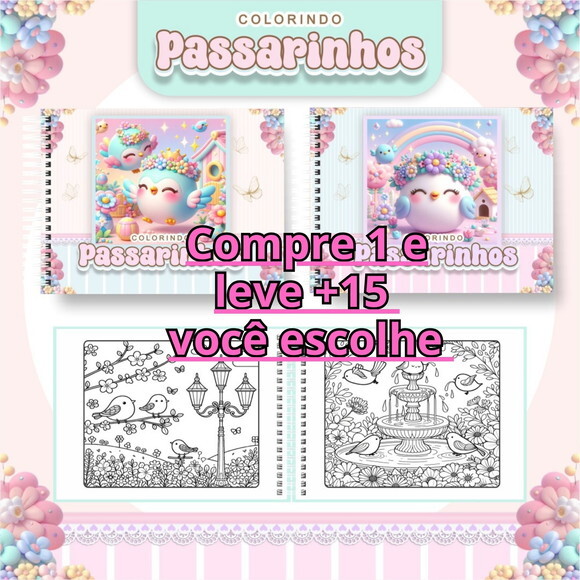 Arquivo Digital Livro de Colorir Jardim de Passarinhos #6701
