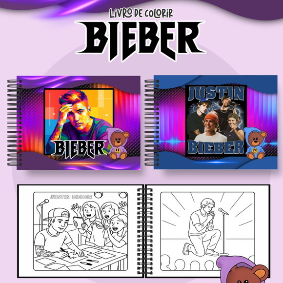 Arquivo Digital Livro de Colorir Justin Bieber #7001