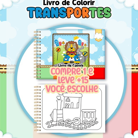 Arquivo Digital Livro de Colorir Meios de Transporte #7231