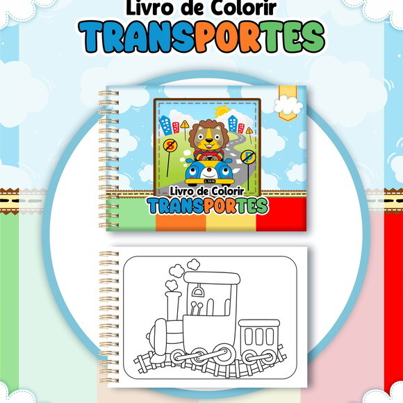 Arquivo Digital Livro de Colorir Meios de Transporte #7231