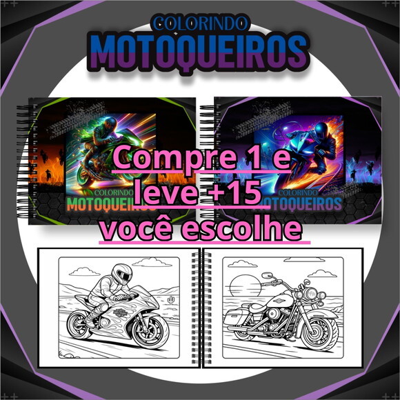 Arquivo Digital Livro de Colorir Motoqueiro #6818