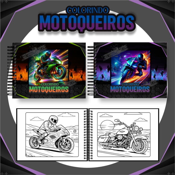 Arquivo Digital Livro de Colorir Motoqueiro #6818