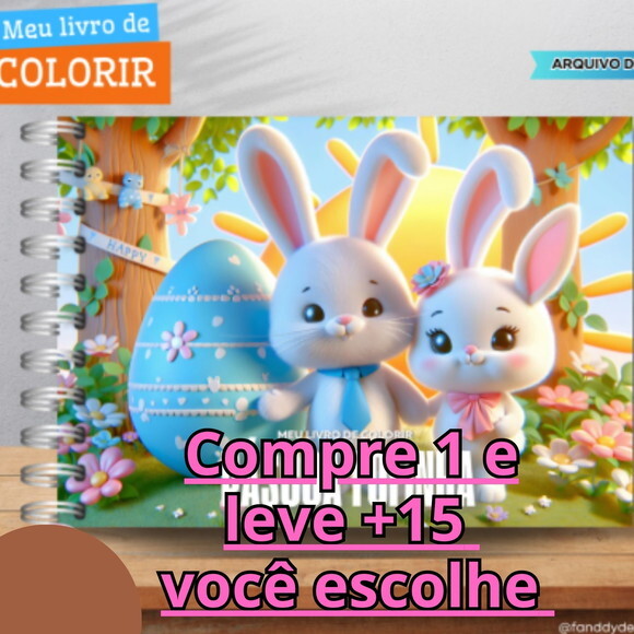 Arquivo Digital Livro de Colorir Páscoa Coelhinho #6575