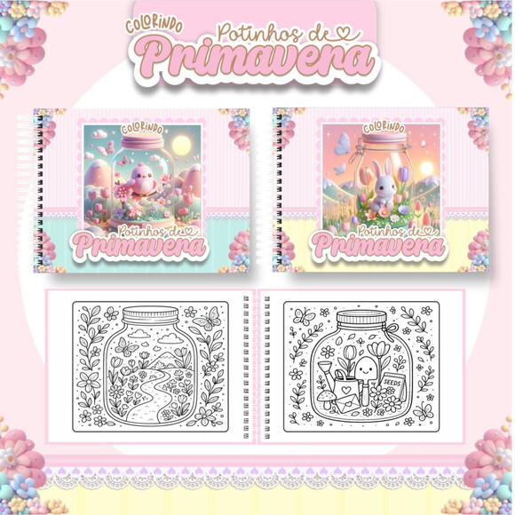 Arquivo Digital Livro de Colorir Potinhos de Primavera #6816