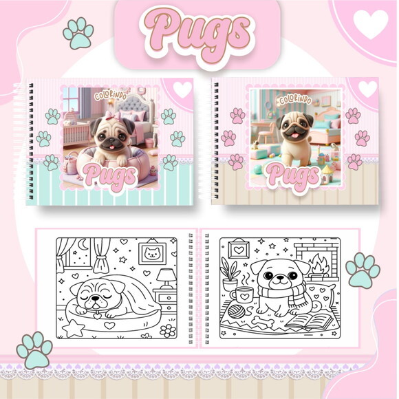 Arquivo Digital Livro de Colorir Pugs #6815