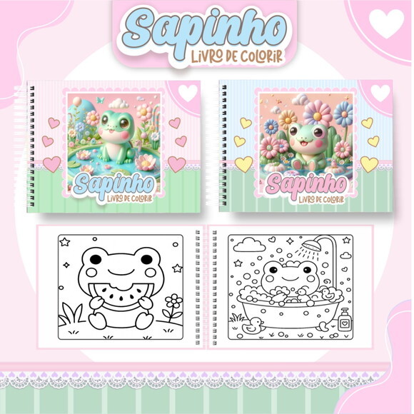 Arquivo Digital Livro de Colorir Sapinho Kawaii #6814