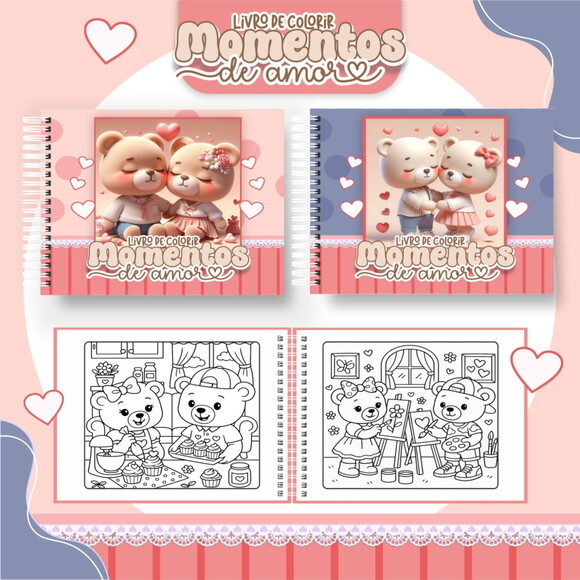 Arquivo Digital Livro de Colorir Ursinhos Namorados #6821