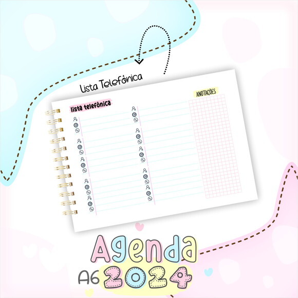 Arquivo Digital Mini Agenda A6 - 2024 #2288