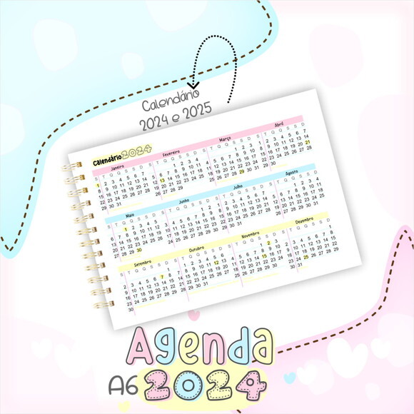 Arquivo Digital Mini Agenda A6 - 2024 #2290
