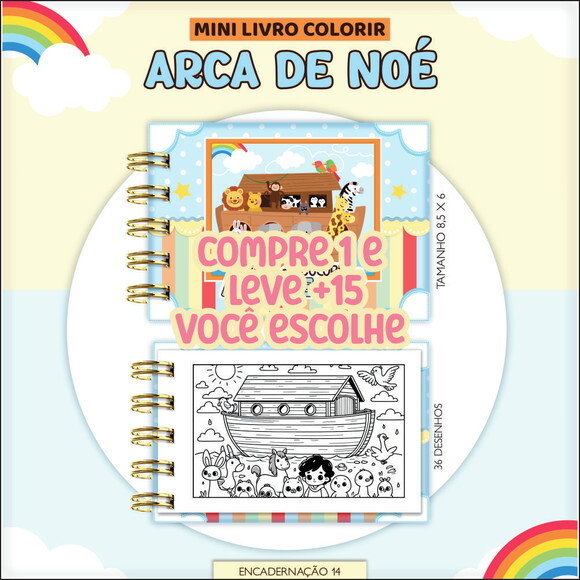 Arquivo Digital Mini Livro de Colorir Arca de Noé #7181