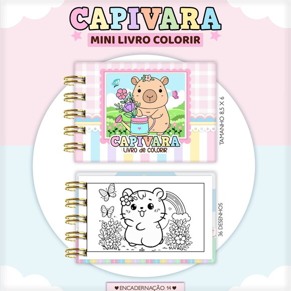 Arquivo Digital Mini Livro de Colorir Capivara #6767