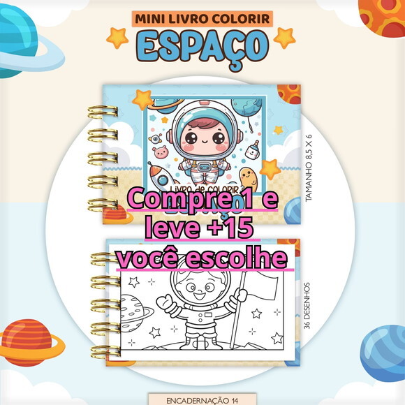 Arquivo Digital Mini Livro de Colorir Espaço #6770