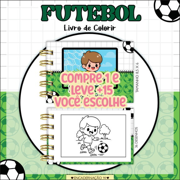 Arquivo Digital Mini Livro de Colorir Futebol #7194
