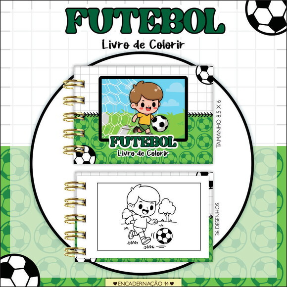 Arquivo Digital Mini Livro de Colorir Futebol #7194