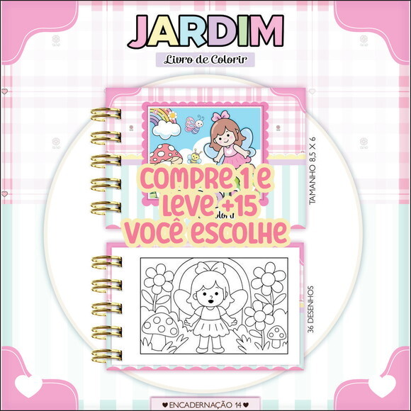 Arquivo Digital Mini Livro de Colorir Jardim #7189