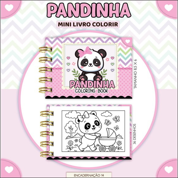 Arquivo Digital Mini Livro de Colorir Pandinha #7188