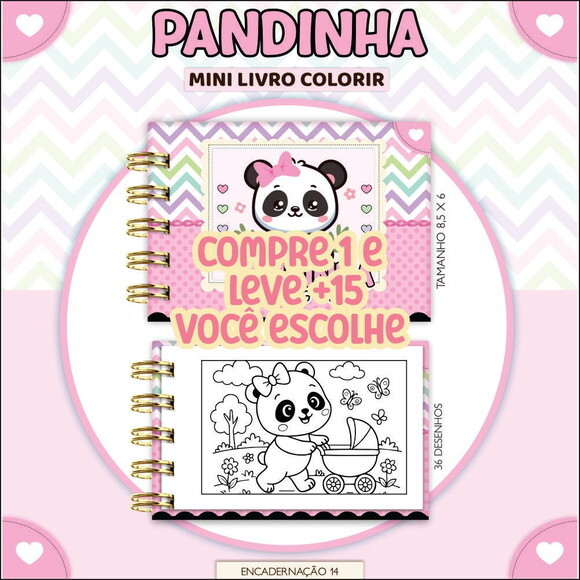 Arquivo Digital Mini Livro de Colorir Pandinha #7188