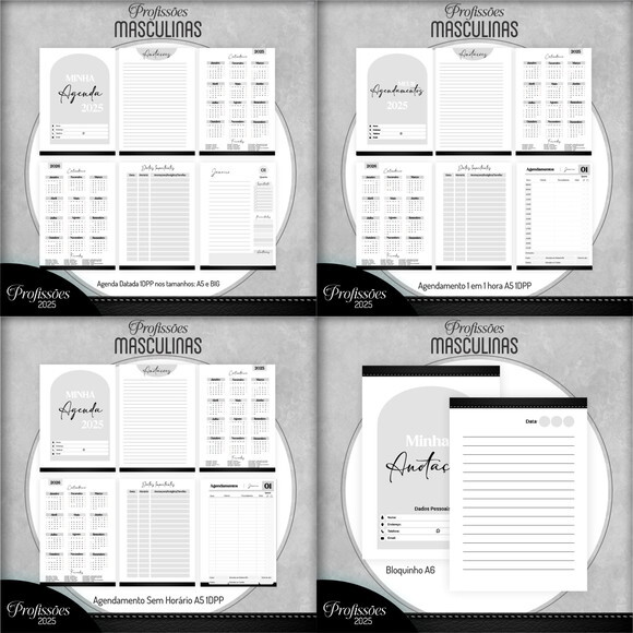 Arquivo Digital Pack Agendas Profissões 2025 Masculino #6126