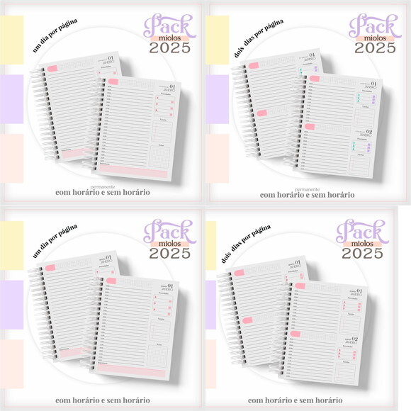 Arquivo Digital Pack Miolo Agenda Feminina 2025 #6046