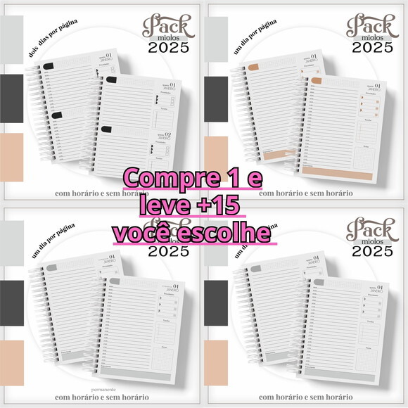Arquivo Digital Pack Miolo Agenda Masculina 2025 #6044