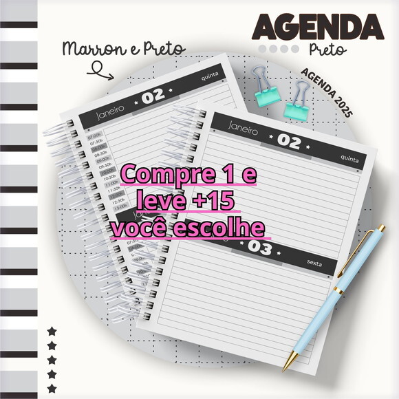 Arquivo Digital Pack Miolo Agenda Masculina 2025 #6045