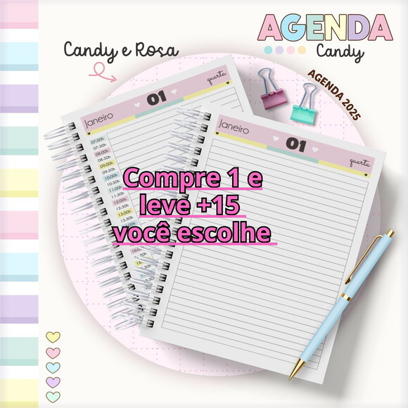 Arquivo Digital Pack Miolos Agenda Rosa 2025 #6047