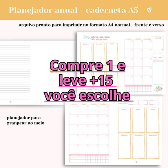 Arquivo Digital Planejador Anual A5 #6850