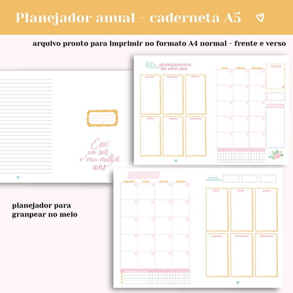 Arquivo Digital Planejador Anual A5 #6850