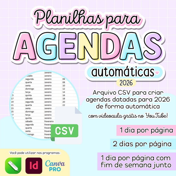 Arquivo Digital Planilhas para Agendas 2026 #6898