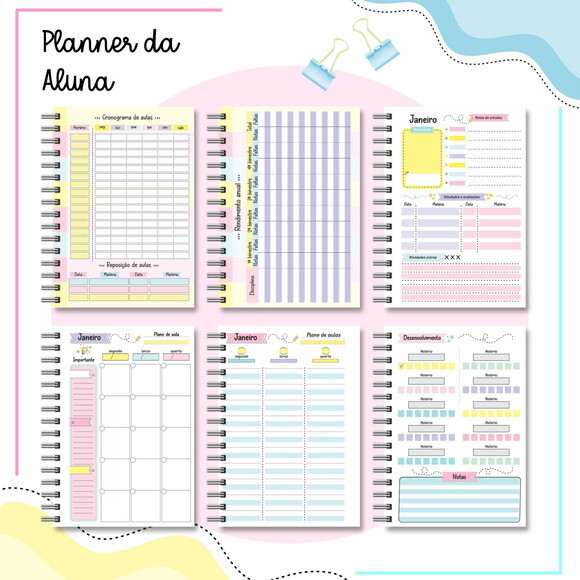 Arquivo Digital Planner do Estudante #6324