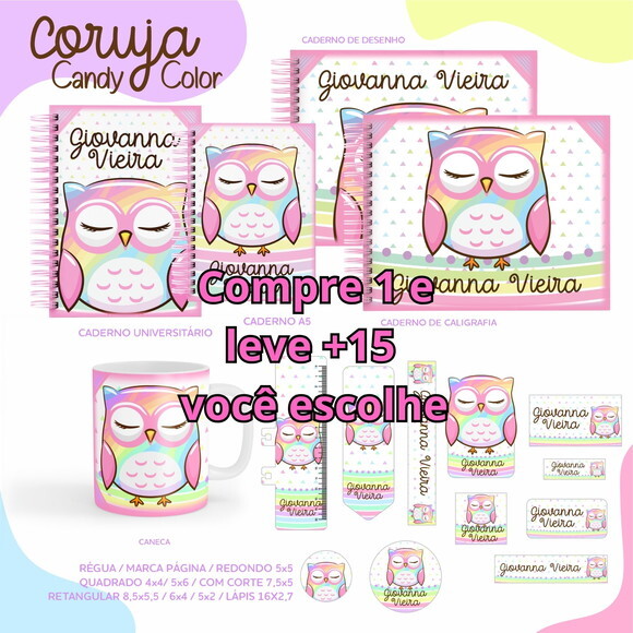 Arquivo Digital Volta Ás Aulas Coruja Candy Color #3623