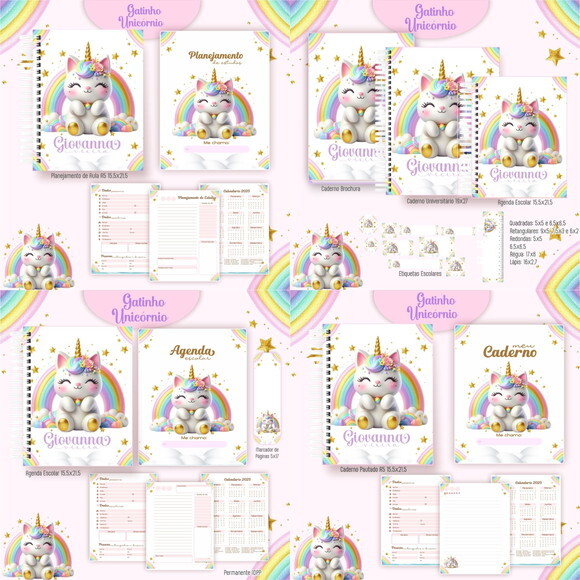 Arquivo Digital Volta Ás Aulas Gatinho Unicornio #6001