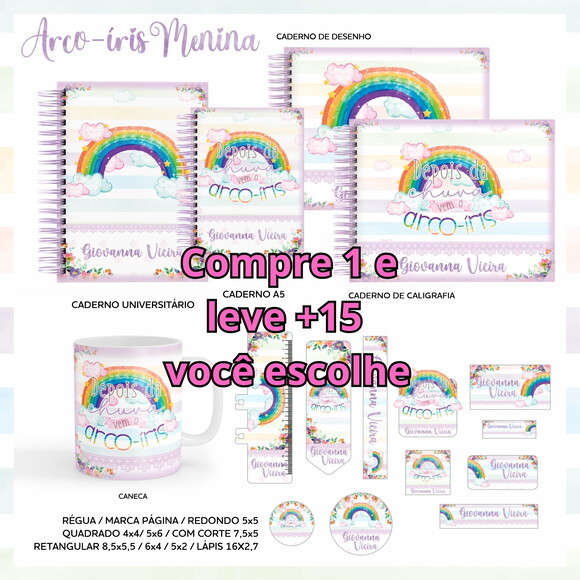 Arquivo Digital Volta Ás Aulas Rainbow Menina #5491