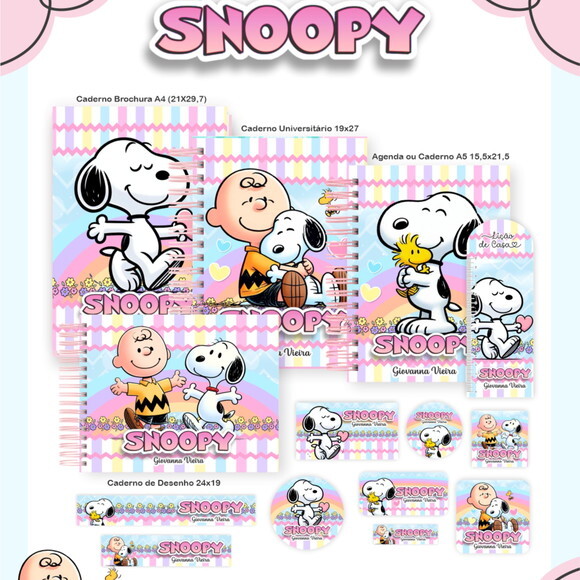 Arquivo Digital Volta Ás Aulas Snoopy Rosa 2026 #7245